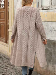 Cozy Open Front Cardigan - Soft, Solid, Hollow, Long Sleeve, Split Design for Easy Wear - Perfect for Spring and Fall, Women's Casual Clothing