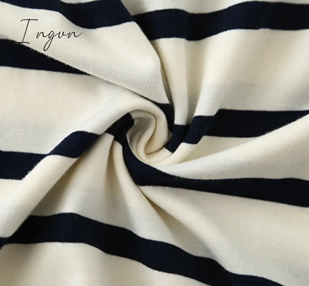 Ingvn - Women Striped Cotton T Shirt Short Sleeve O Neck Tees Ladies Casual Tee Shirt Street Wear Top 6L42