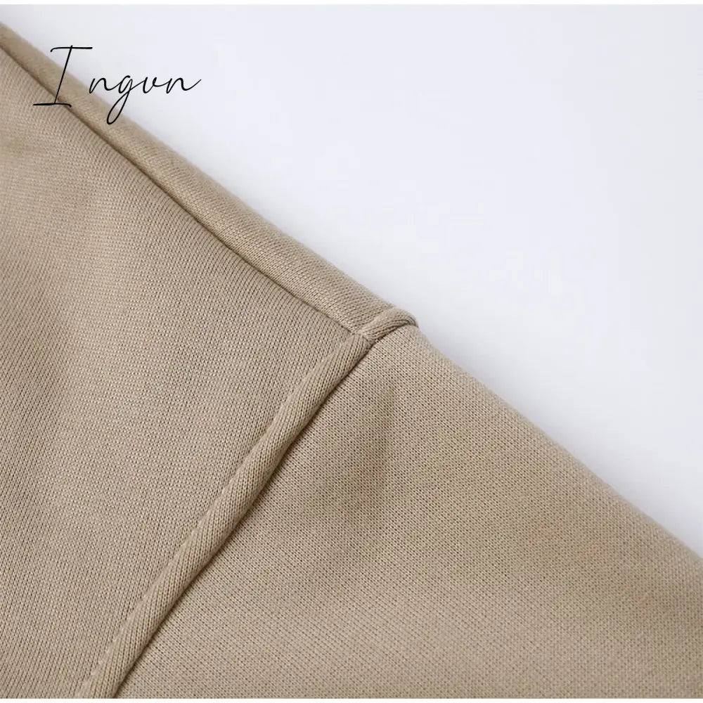Ingvn - Fashion Casual Fleece Tracksuits Women Solid Warm 2 Piece Set Loose Hoodies And Sweatpants Suit Autumn Winter Sportswear Outfits