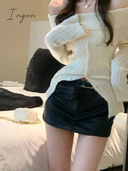 Ingvn - Autumn Elegant Crochet Sweater Women Turtleneck Sweater Female Long Sleeve Pure Color Knitted Tops Korean Style Blouse