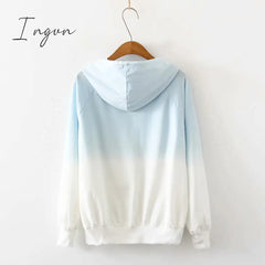 Ingvn - Spring and Autumn New Female Japanese Small Fresh Gradient Long-sleeved Sweatshirt Raglan Sleeves Student Wild Hoodie