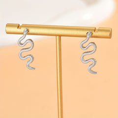 1 Pair Snake Shaped Dangle Earrings - Trendy Minimalist Stud Earrings with Gothic Style, Suitable for Daily Party Wearing, Hypoallergenic and Nickel-Free for Sensitive Skin, Perfect Gift for Ladies