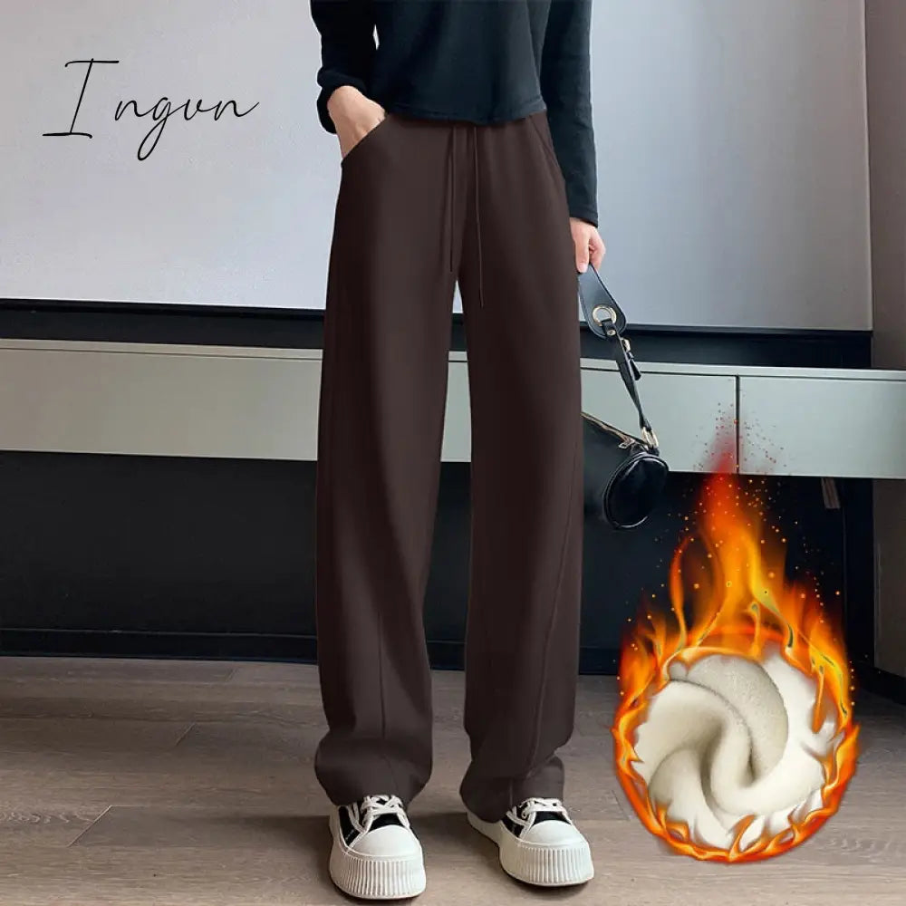 Ingvn - Sweatpants Women 2023 New Streetwear Pants High Waist Loose Trousers Casual Straight Sport Wide Leg Baggy Pants Joggers