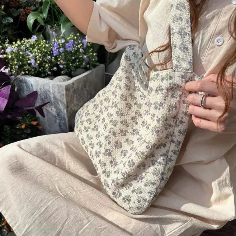 Ingvn  With Silk Ribbon Shoulder Bag Fashion Floral Large Capacity Women Bag Shopper Tote Bags Women