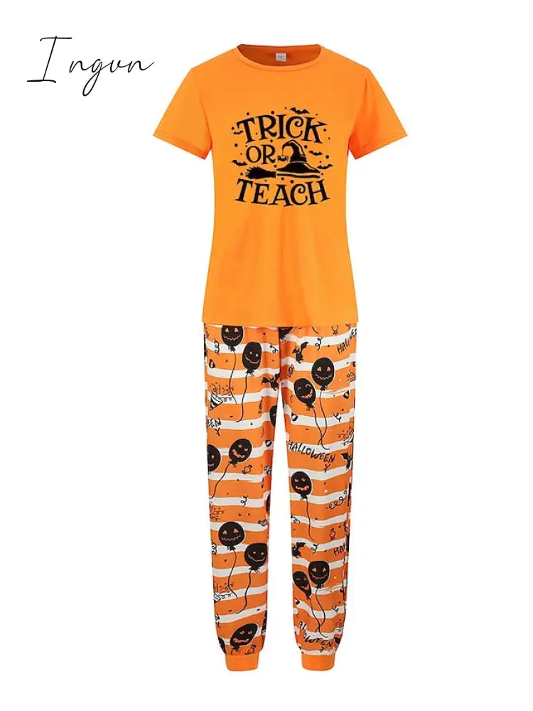 Ingvn - Women's Pajamas Sets Animal Letter Simple Casual Comfort Home Christmas Halloween Polyester Breathable Crew Neck Short Sleeve T shirt Tee Pant Summer Fall Black White