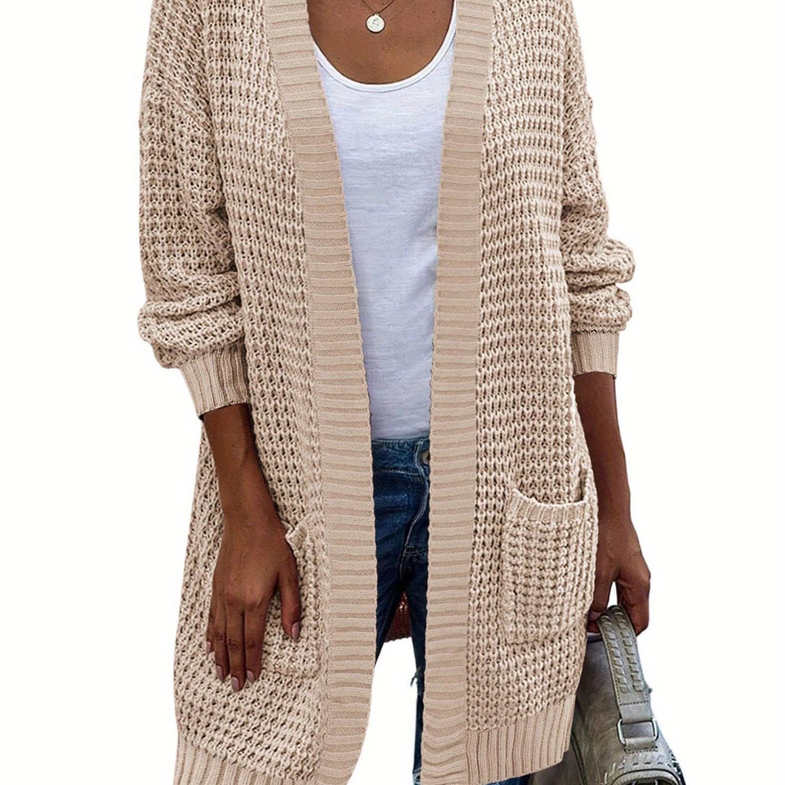 New Season Women's Oversized Lantern Sleeve Open Front Chunky Knit Fall Sweater Cardigan with Cozy Outwear Design