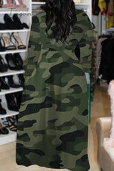 Ingvn - White Casual Print Camouflage Print Bandage Patchwork Buckle Turndown Collar Long Dress Plus Size Dresses