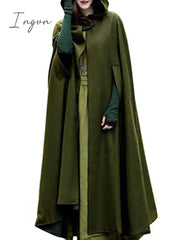 Ingvn - Women's Coat Cloak / Halloween Capes Long Layered Coat Green Black Blue Gray Stylish Christmas Fall Single Breasted Crewneck Loose S M L XL / Winter