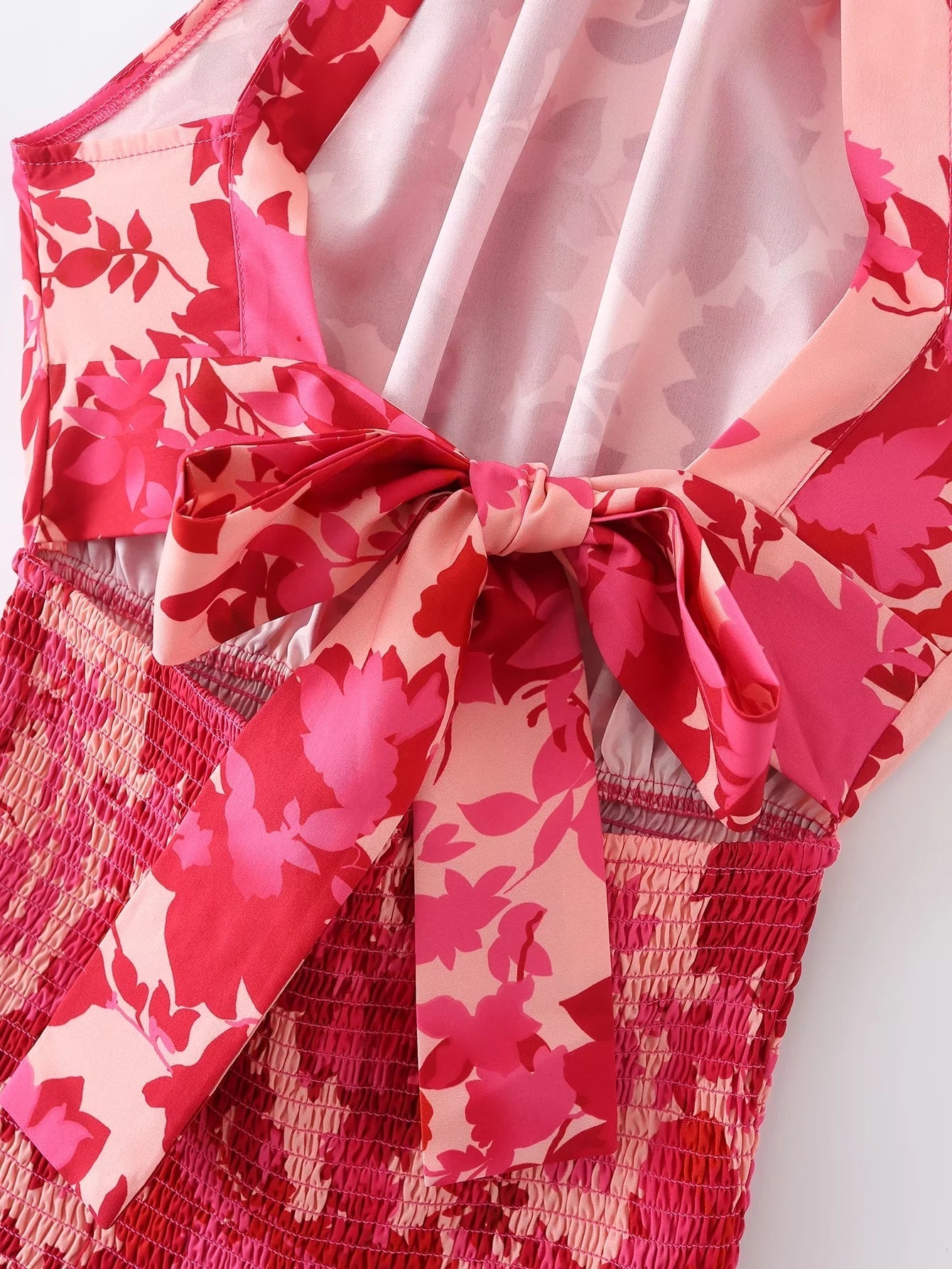 Sleevelss Halter Maxi Summer Dress for Women Sexy Backless Beach Pink Boho Robe Femme  Lace Up Sundress Floral Dress