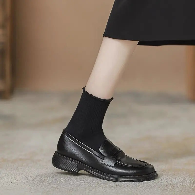 Woman Pumps Loafers Punk Round Toe Shoes for Women Stylish Genuine Mark E Trend Wholesale Footwear on Offer Casual Lastest