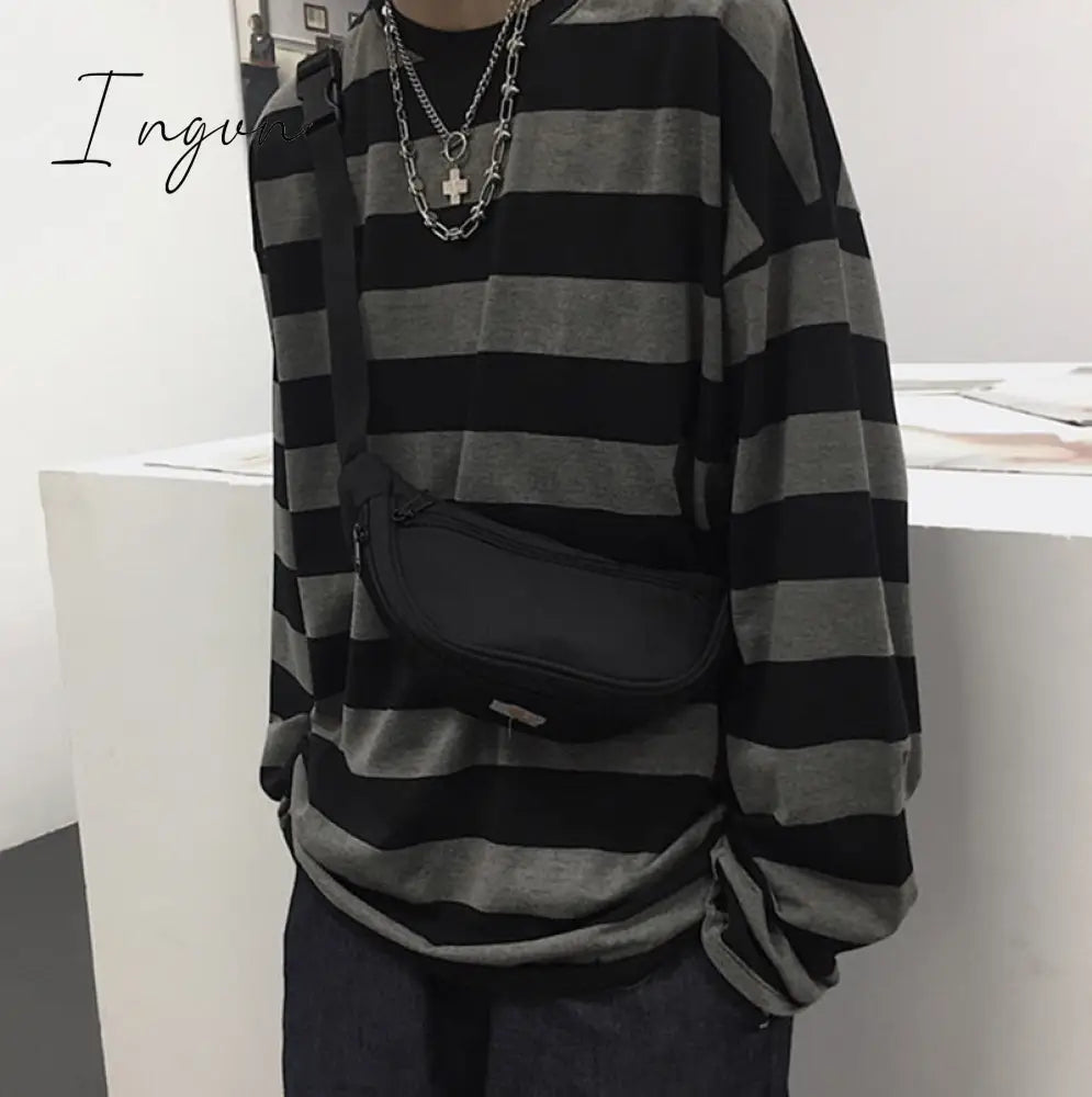 Ingvn - Grunge Long Sleeve Stripe T-shirt
