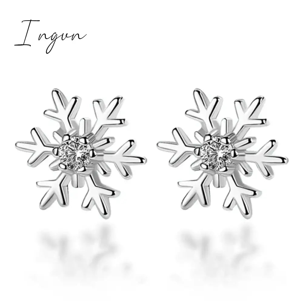 Crystal Zircon Snowflake Stud Earrings For Women Shiny Rhinestone Charm Earring Girls Christmas New Year Birthday Jewelry Gifts