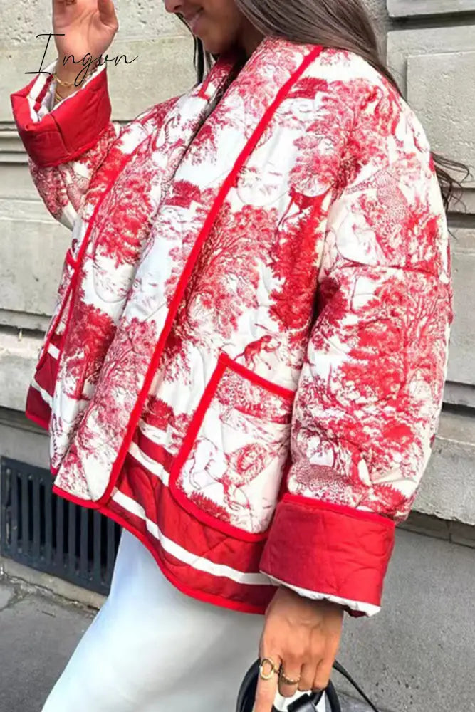 Ingvn - Street Print Pocket Turndown Collar Outerwear(3 Colors)