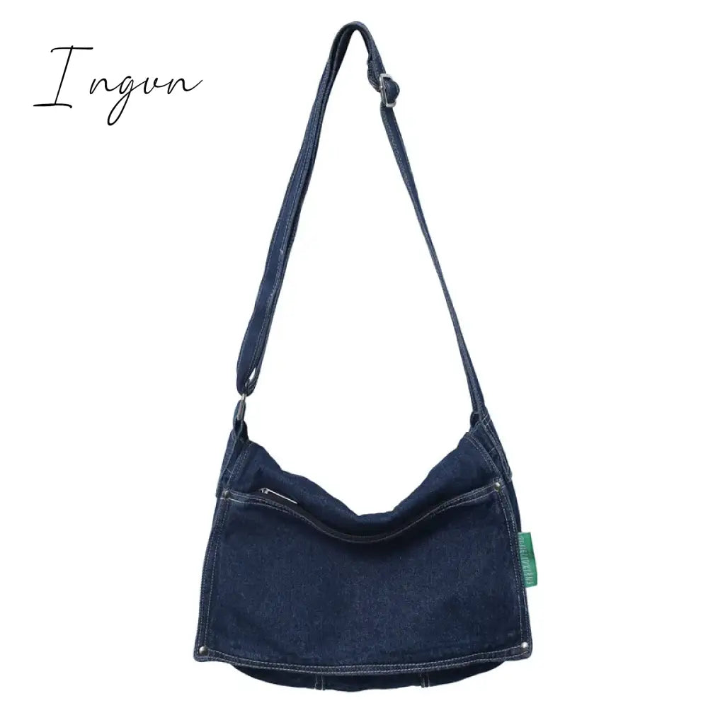 Ingvn - Denim Women's Bag 2024 New Eco Reusable Ladies Handbags Canvas Shopping Travel Shoulder Bags Unisex Jeans Crossbody Bag Shoppers