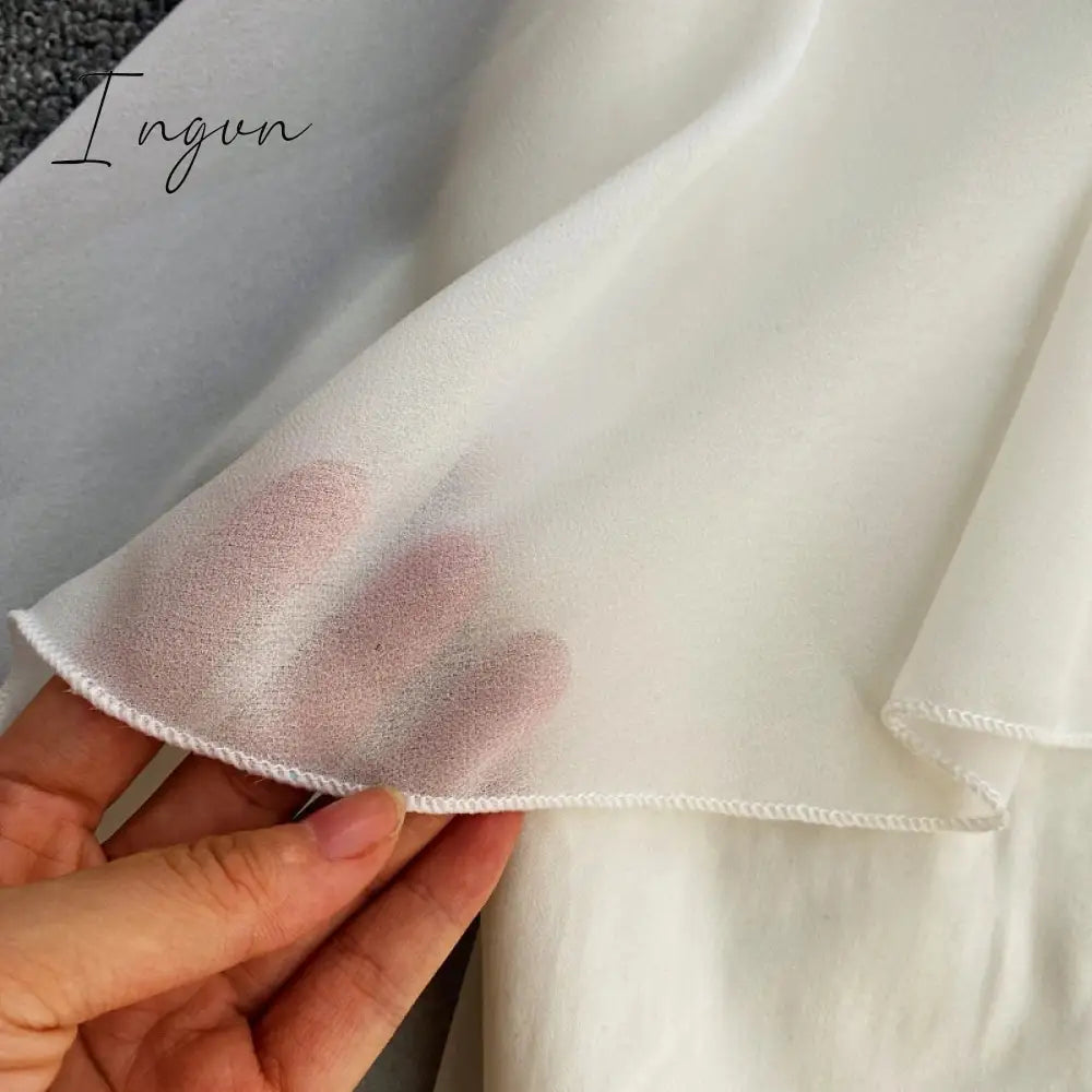 Ingvn - Women Dress Spring Summer French Elegant Sexy Gentle Temperament Female Irregular Tube Top Sling Big Swing Vestido