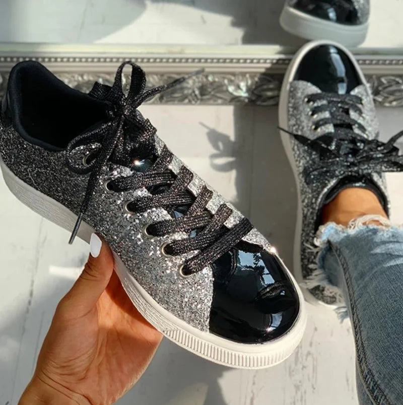 Sneakers Bling Luxury Shoe Glitter Casual Female Breathable Lace Up Outdoor Sport Women Vulcanize Shoes Zapatos De Mujer