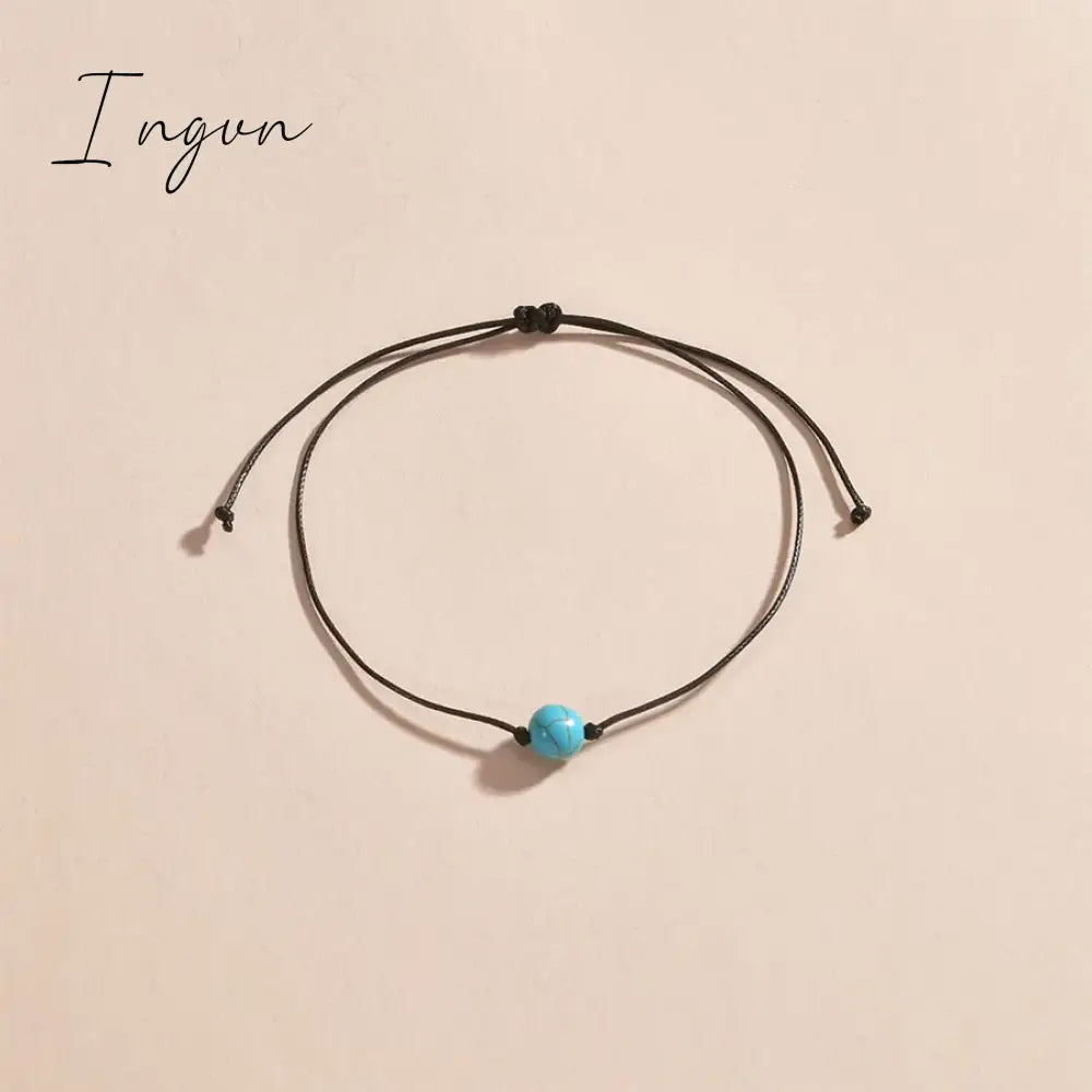 New Fashion Boho Turquoise Waterproof Woven Adjustable Anklet for Women Men Simple Niche Design Beach Vacation Gifts