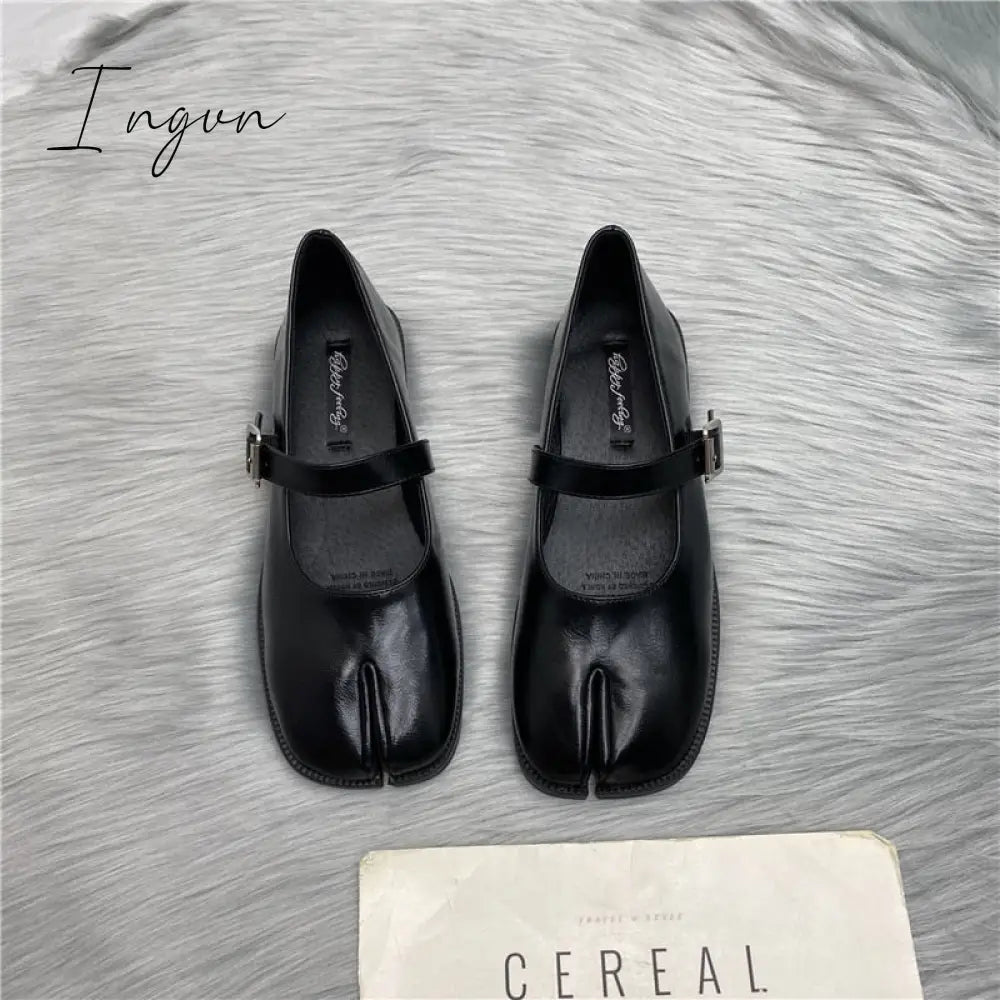 Ingvn - Spring Women Sandals New Split Toe Mary Jane Flats Ladies Pumps Female Retro Vintage Girl Daily Novelty Solid Ninja Shoes