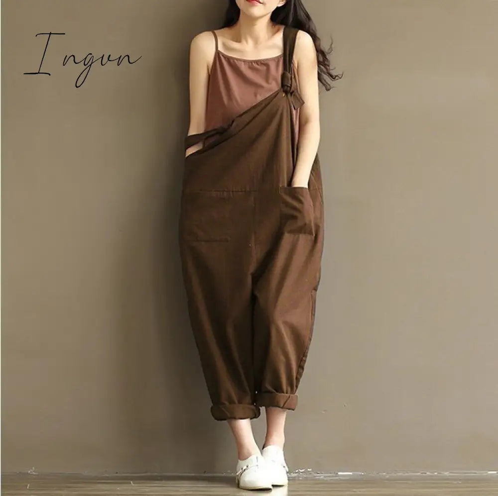 Ingvn - Ladies Casual Women Jumpsuits Loose Solid Harem Trousers Casual Ladies Overallpants Playsuits Wide Leg Pants Plus Size 5XL