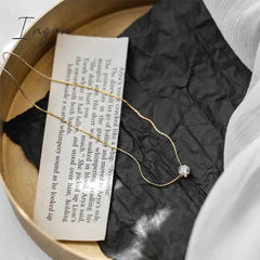 New Trendy Simple Bling Zircon Pendant Necklace for Women Exquisite Stainless Steel Chain Sweet Elegant Party Jewelry Gifts