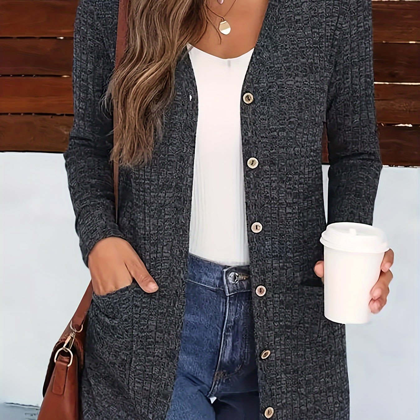 Vibrant Solid Color Patched Pocket Cardigan - Stylish Long Sleeve Button Front Design, Versatile for Spring & Fall Seasons, Cozy Women's Clothing for Everyday Wear