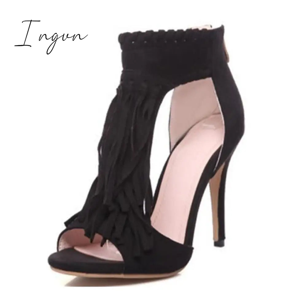 Ingvn - Fashion Open Toe Tassels Ankle Ladies Sandals