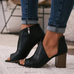 Ingvn - Mid Heel Peep Toe Heels