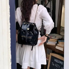 Ingvn  Silver Elegant Womens Backpack Fashion Casual Designer Small Aesthetic Backpacks Simple Literary Female Korean Popular Bag