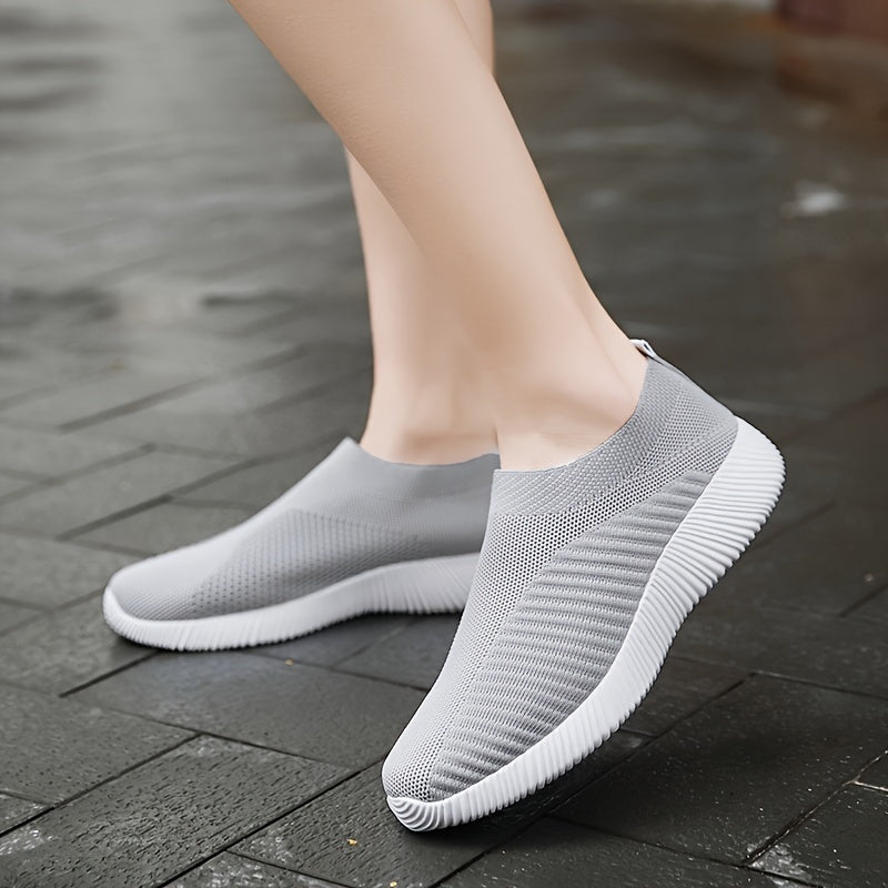 Women's Breathable Mesh Sneakers, Casual Slip On Outdoor Shoes, Lightweight Low Top Shoes plus size