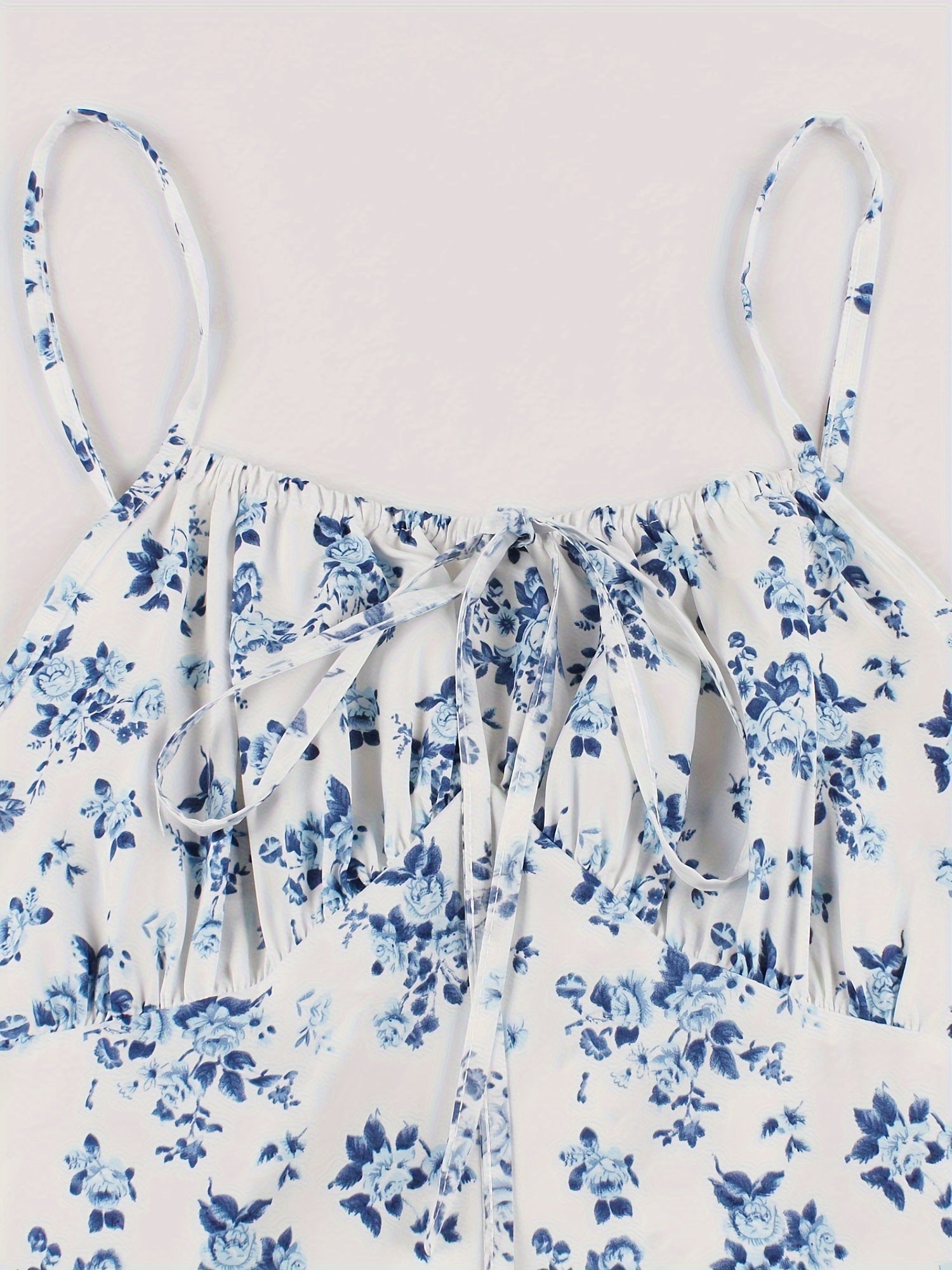 Vintage Chic Floral Print Sundress - Chic Tie Front, Timeless Elegance, Sleeveless Spaghetti Strap - Perfect Summer Womens Fashion Dress