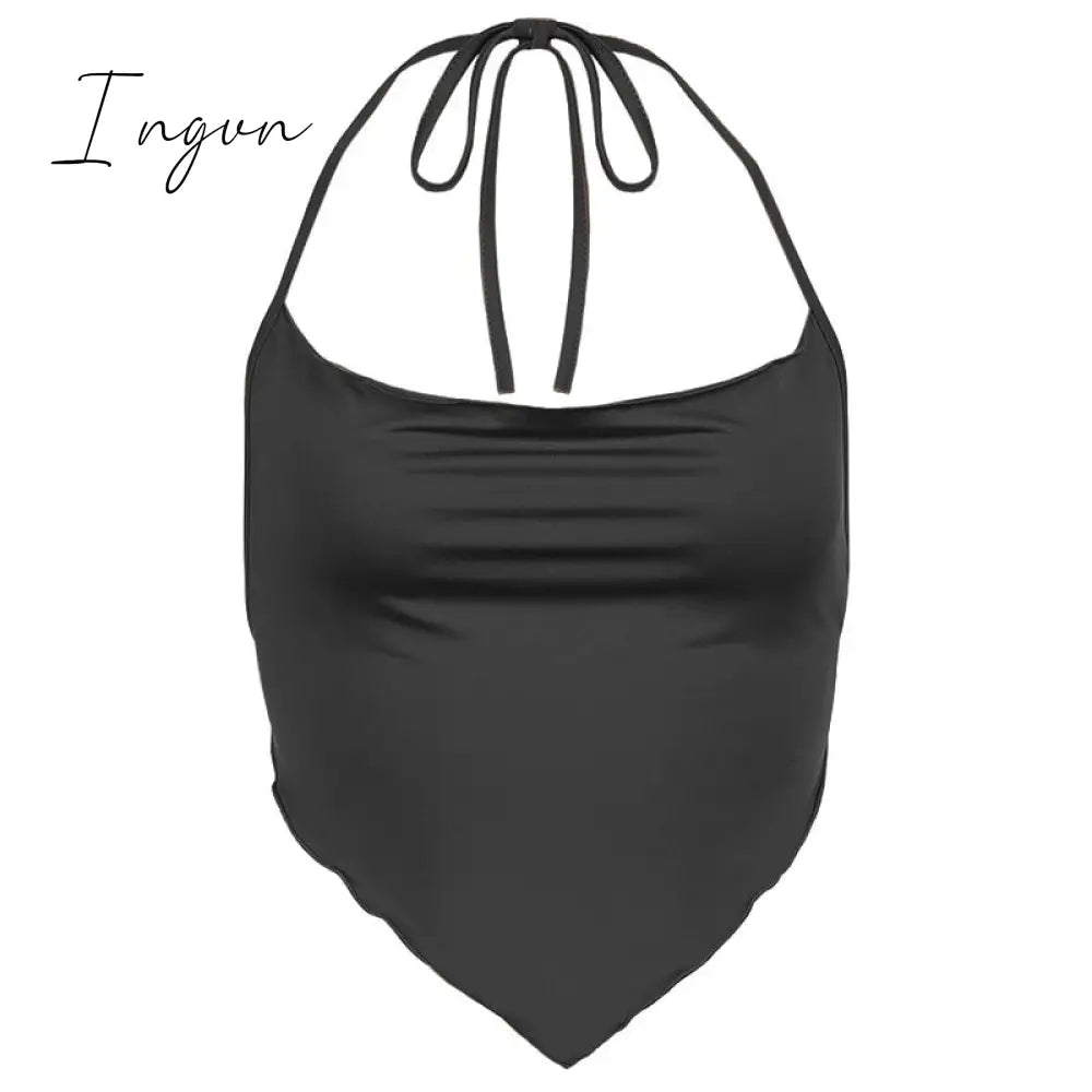 Ingvn - 80s fashion 21 Style Sexy Vintage Strappy Y2K Halter Crop Top Women Summer 90s Backless Cami Tops Tees Ladies Fashion Fitness Camisole Party
