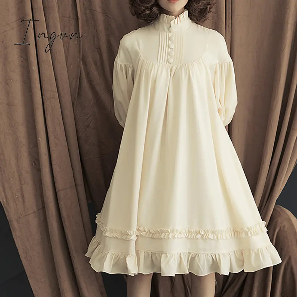 Ingvn - New Arrival 5 Colors Gothic Lolita Dress Japanese Soft Sister Black Dresses Cotton Women Princess Dress Girl Halloween Costume