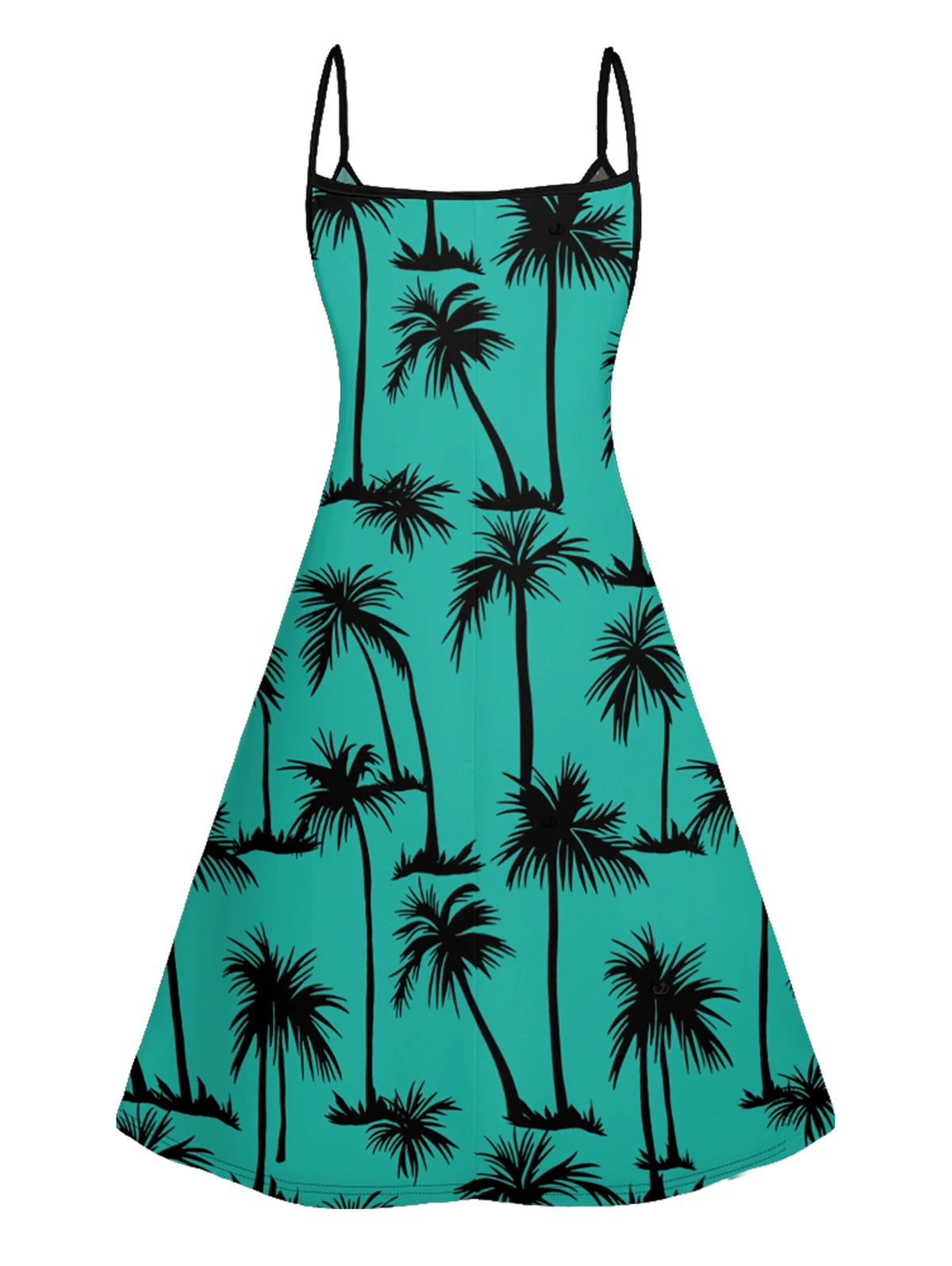 2025 Women's Beach Dresses Palm Tree Print Hawaii Vacation Dress Spaghetti Strap V Neck A Pendulum Mini Dress