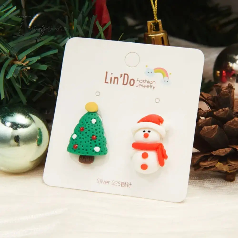 Moving Santa Claus Tassel Dangle Earrings For Women Christmas Tree Snowflake Asymmetric Long Chain Earring New Year Jewelry Gift