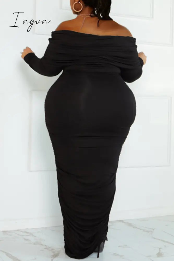 Ingvn - Rose Red Sexy Street Solid Patchwork Hooded Collar Wrapped Skirt Plus Size Dresses