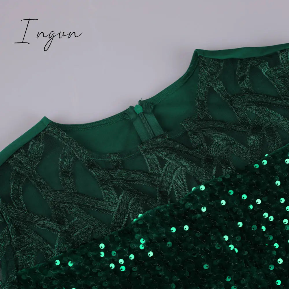 Ingvn - Party Dresses Plus Size Women's Summer Dress for Women Elegant Sequin Green Bodycon Dress Evening Wedding Outfits 4XL 5XL
