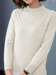 Cozy Chic Knit Sweater - Pullovers for Women with Elegant Crew Neck, Long Sleeves, and Soft Solid Colors for Fall and Winter Fashion - Perfect for Casual Daily Wear
