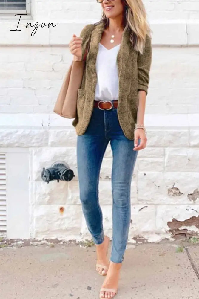 Ingvn -  Casual Slim Suit Jacket Tops(4 Colors)
