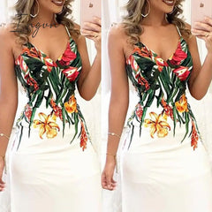 Ingvn - Summer Women Lady Sexy Sleeveless Strap Deep V-Neck Long Maxi Evening Party Elegant Dress Sundress