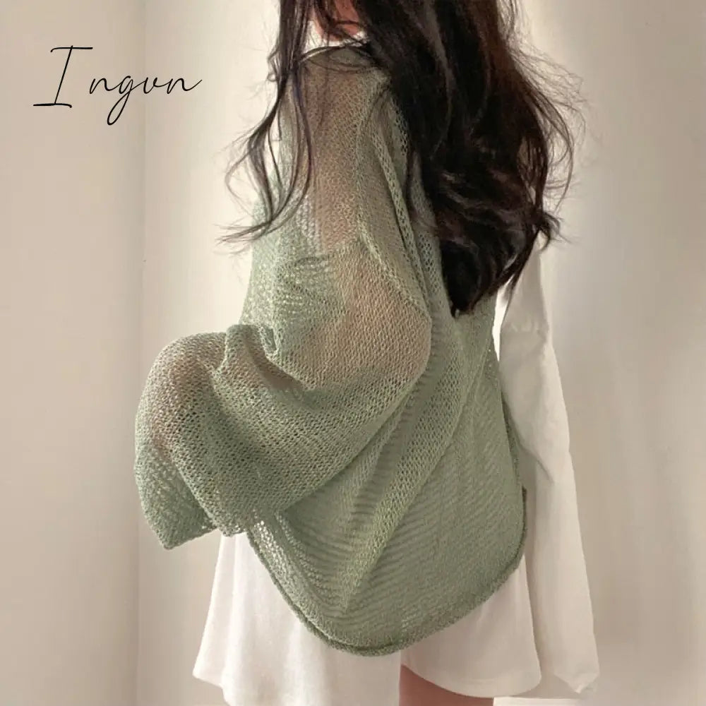 Ingvn - Lazy Style Full Sleeves Jumpers Tops Hollow Out Sexy Women Fashion Casual Streetwear Chic Femme Sweaters Pullovers
