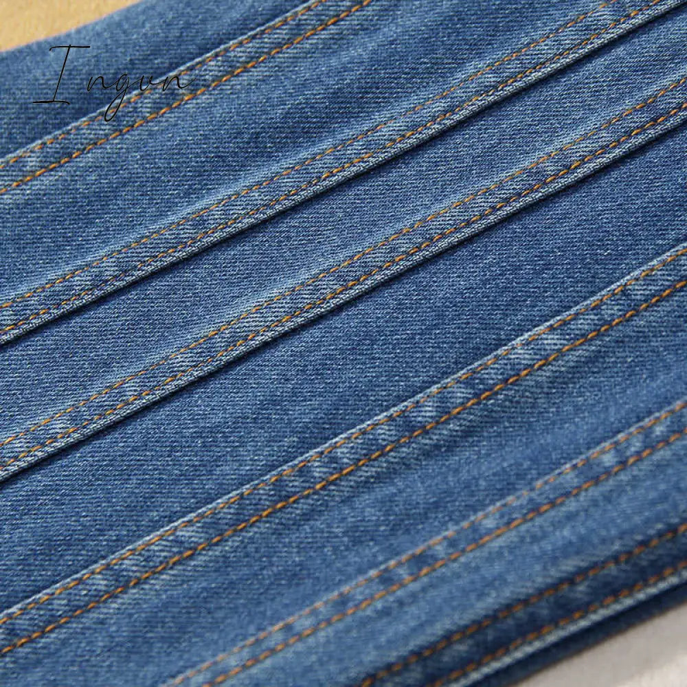Ingvn - Asymmetrical Spliced Oblique Waist Placket Trousers New Loose Fit Pants Women Fashion Tide Spring Autumn