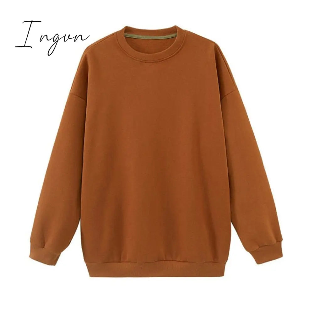 Ingvn - toppies Womens Tracksuits Hooded Sweatshirts Autumn Winter Fleece Oversize Hoodies Solid Pullovers Jackets Unisex Couple