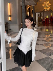 Two Pieces Long-sleeved T-shirt Women Base Tops Design Early Spring New Y2k Tees Korean Fashion Ropa De Mujer