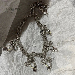 Fashion Harajuku Silver Color Stainless Steel Bowknot Bracelet for Women Girls Sweet Cool Colorful Bangle y2k Aesthetic Jewelry