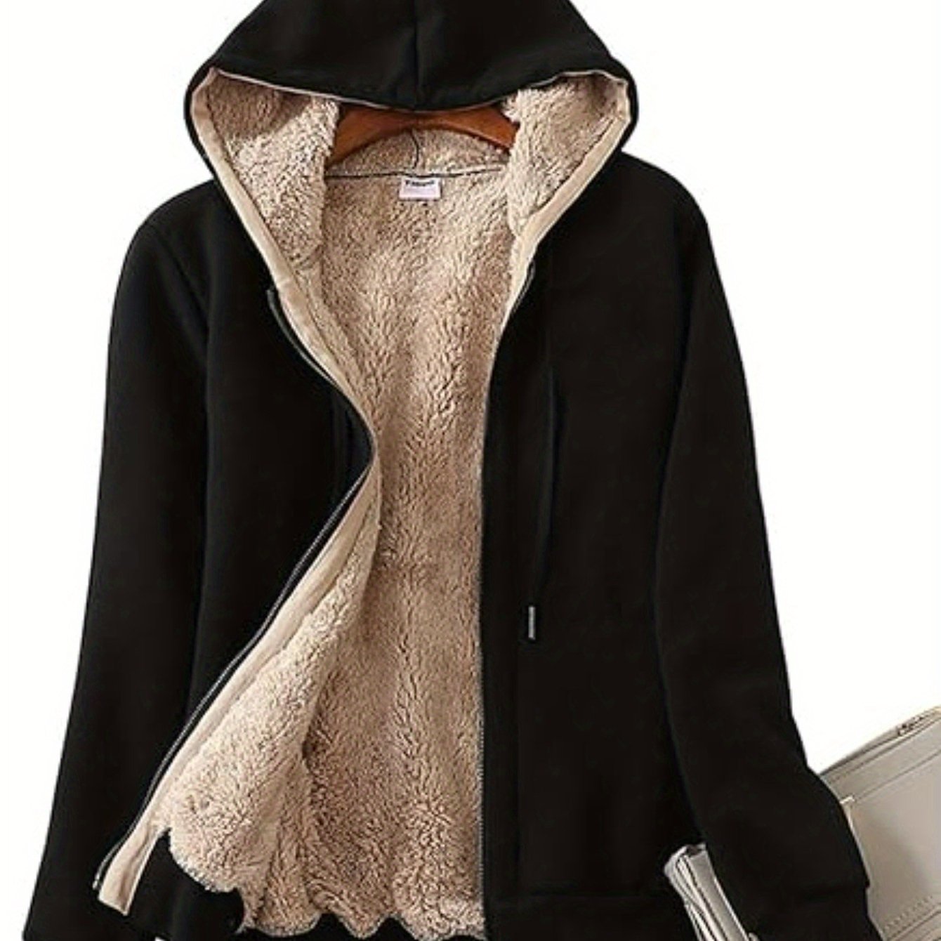 Full Zip Up Women's Casual Sherpa Lined Hoodie Sweatshirt Jacket Coat