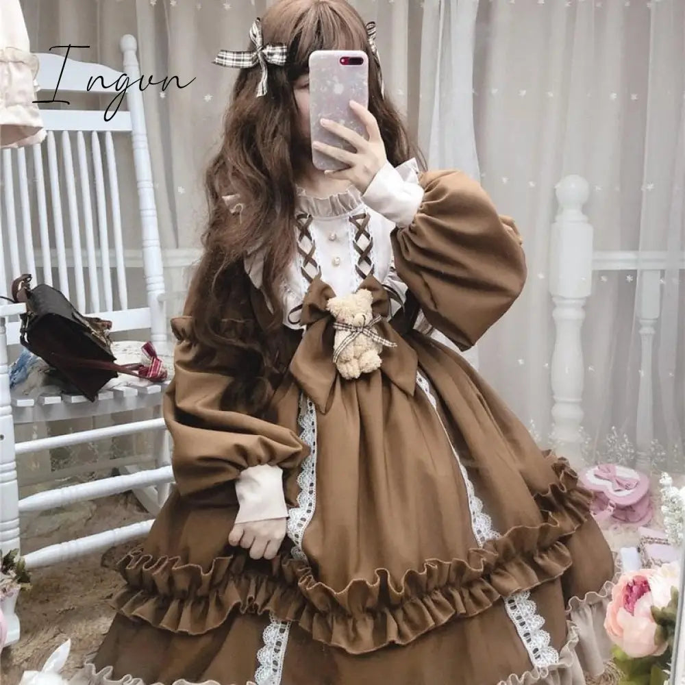 Ingvn - Kawaii Lolita Style Dress Women Lace Maid Costume Dress Cute  Japanese Costume Sweet Gothic Party Robe Renaissance Vestidos
