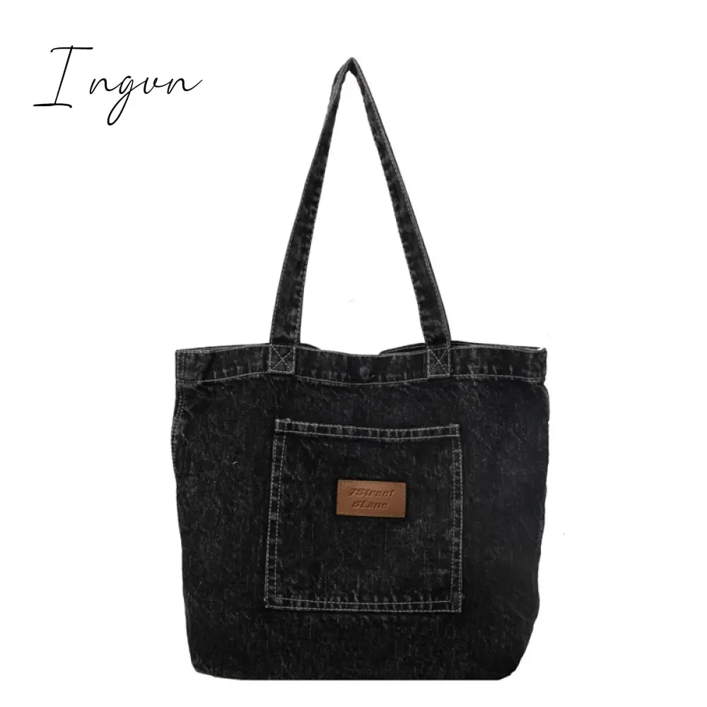 Ingvn - Denim Women's Bag 2024 New Eco Reusable Ladies Handbags Canvas Shopping Travel Shoulder Bags Unisex Jeans Crossbody Bag Shoppers