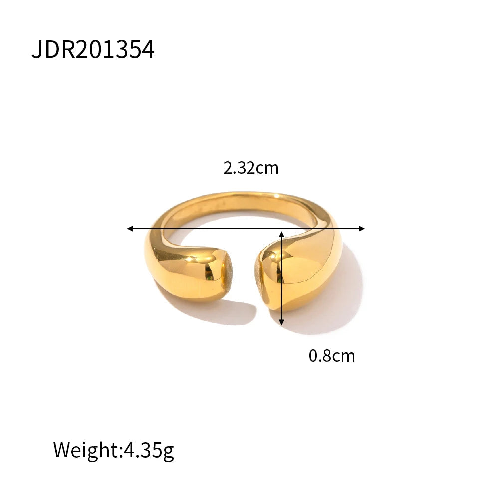 INGVN  Fashion Stainless Steel Waterproof Open Ring Personality Charms PVD Real Gold 18K Plated Trendy Jewelry for Women