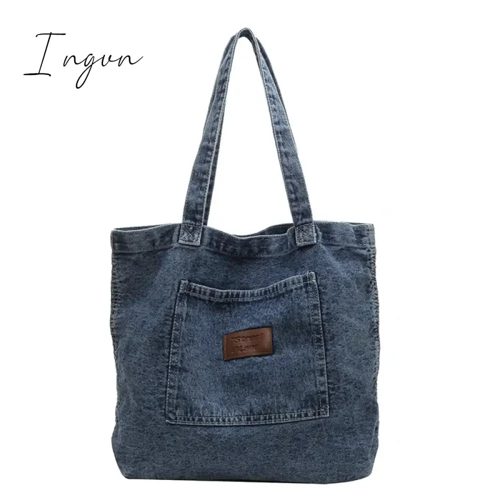 Ingvn - Denim Women's Bag 2024 New Eco Reusable Ladies Handbags Canvas Shopping Travel Shoulder Bags Unisex Jeans Crossbody Bag Shoppers