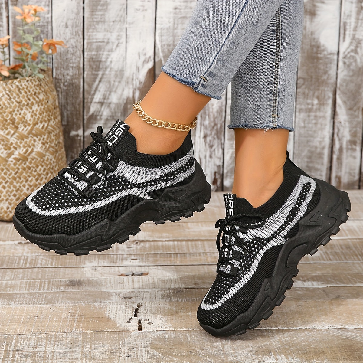 Women's Breathable Mesh Platform Sneakers, Casual Lace Up Outdoor Shoes, Comfortable Low Top Sport Shoes plus size